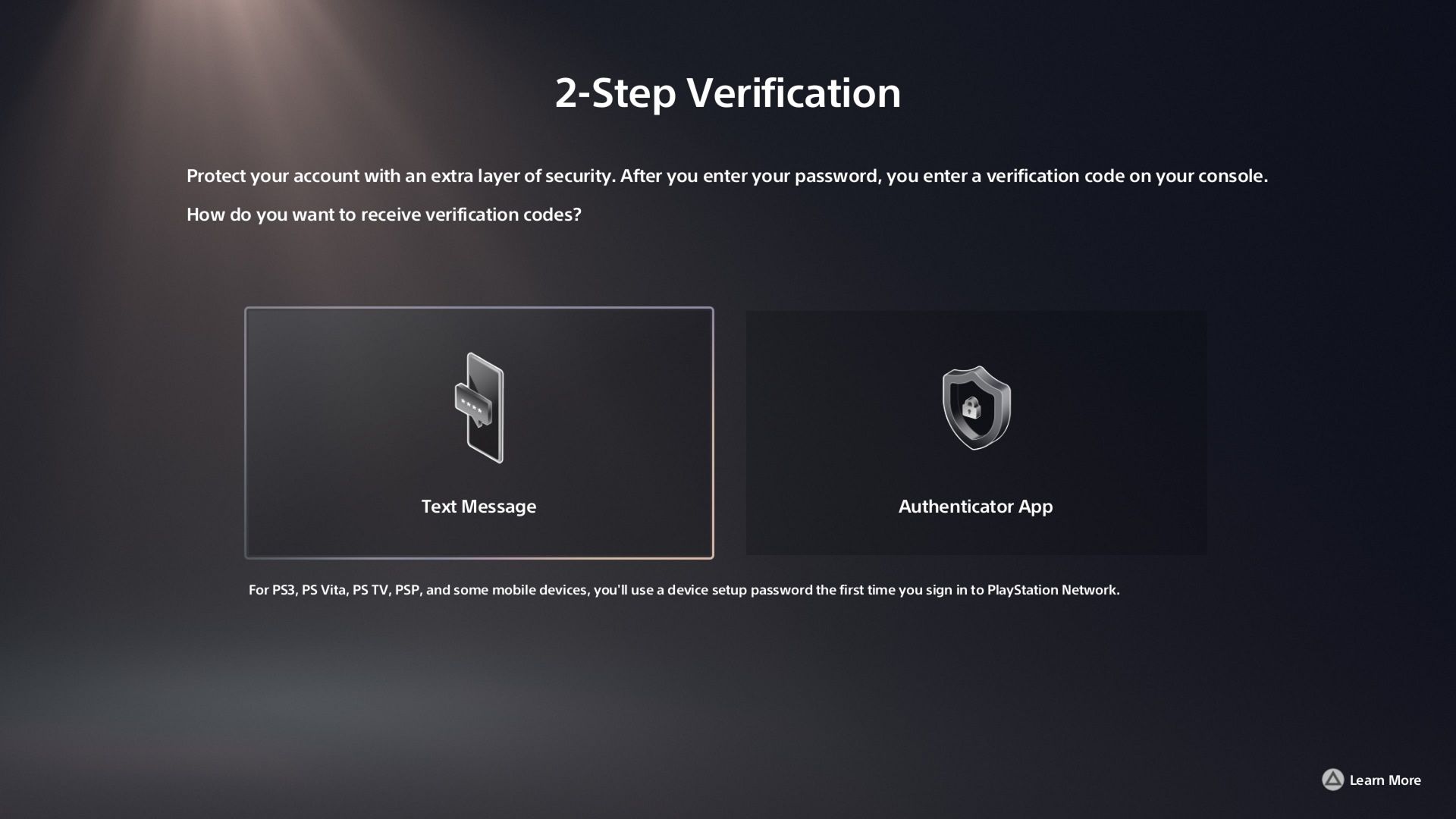 activating 2-step verification on playstation 5