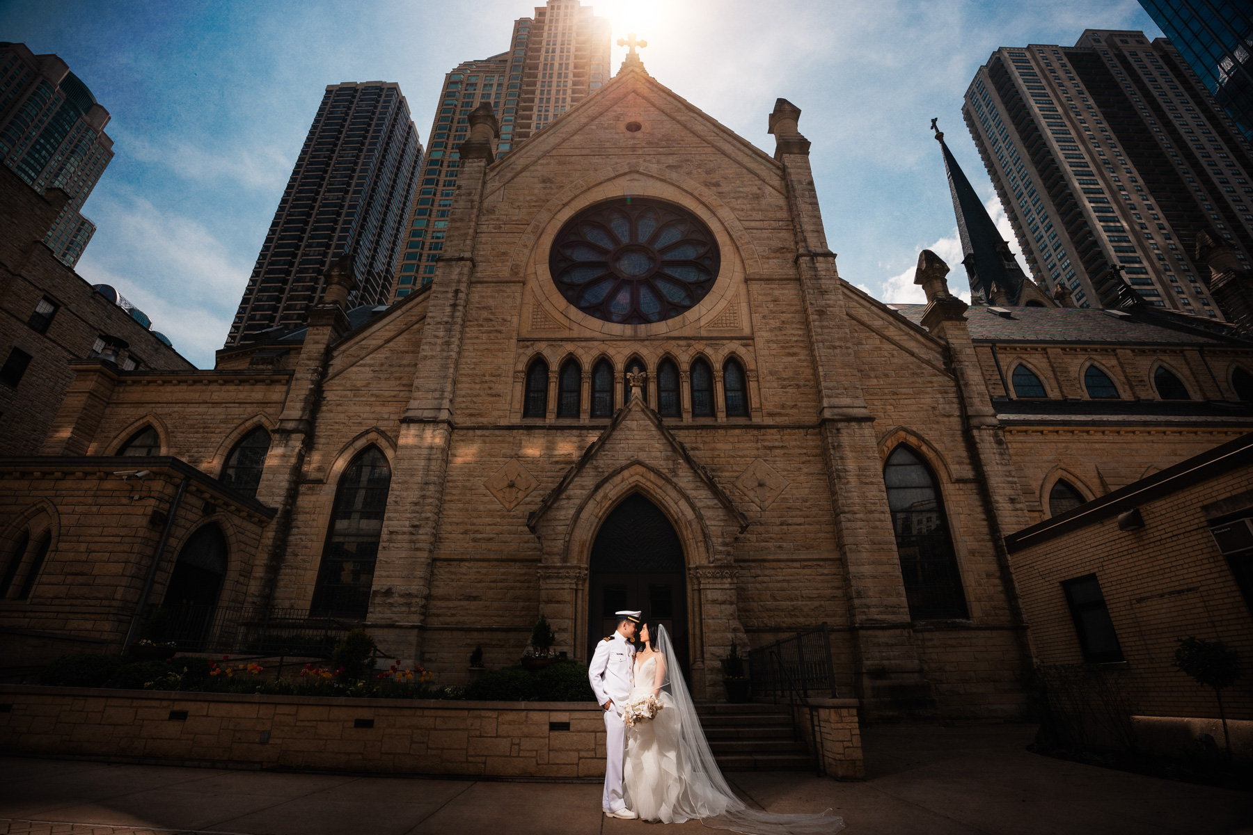 couple in front of venue