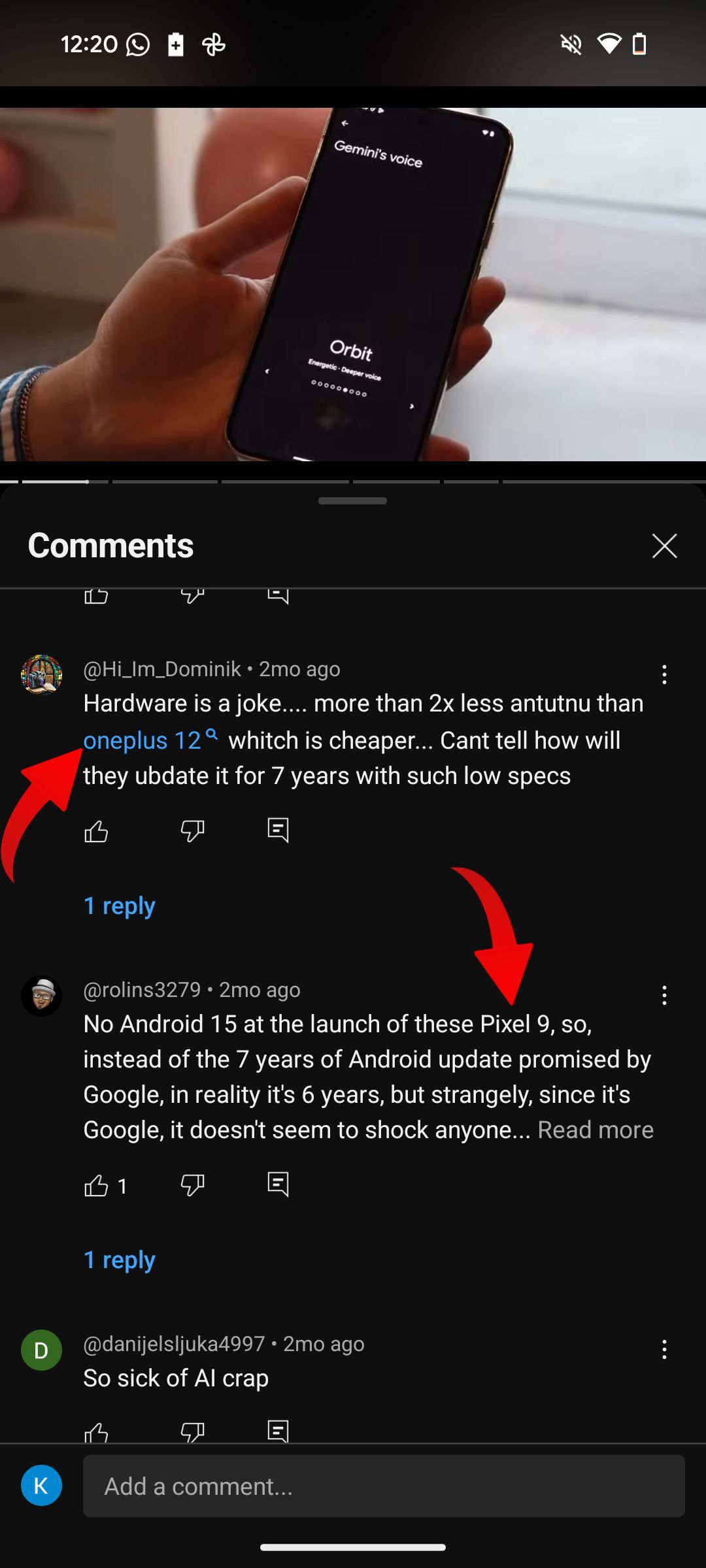 A screenshot highlighting inconsistencies in YouTube's comment hyperlinking algorithm.