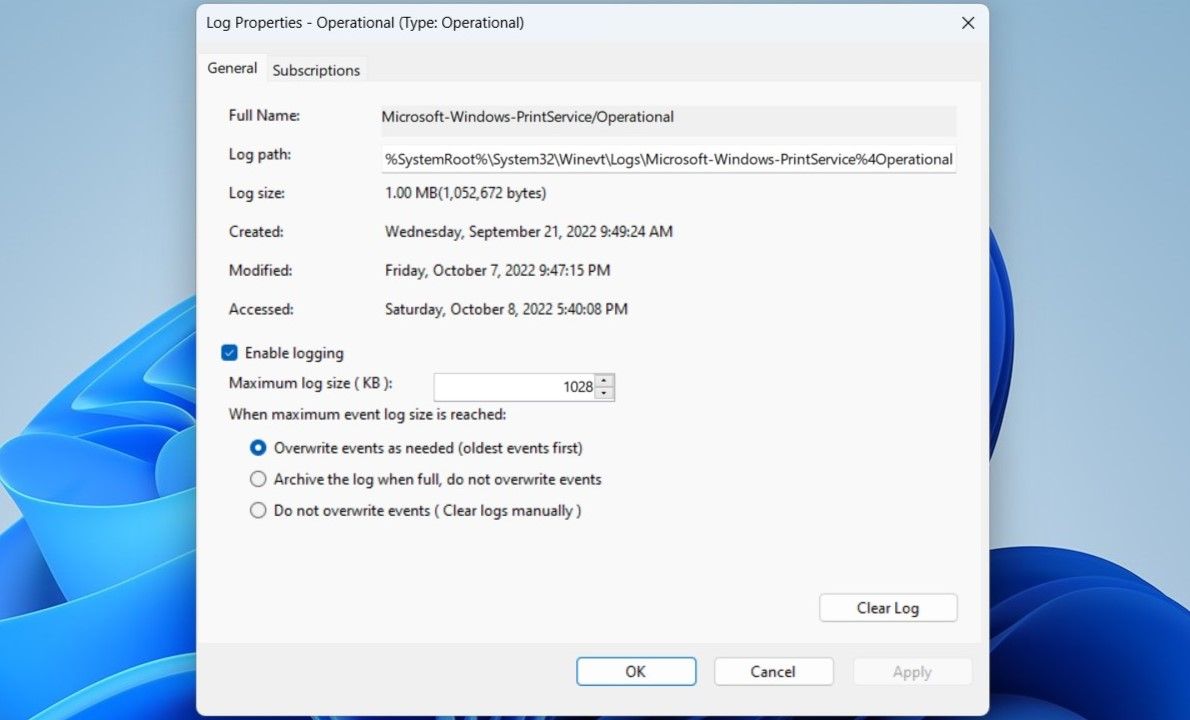 Enable Print History in Windows 11