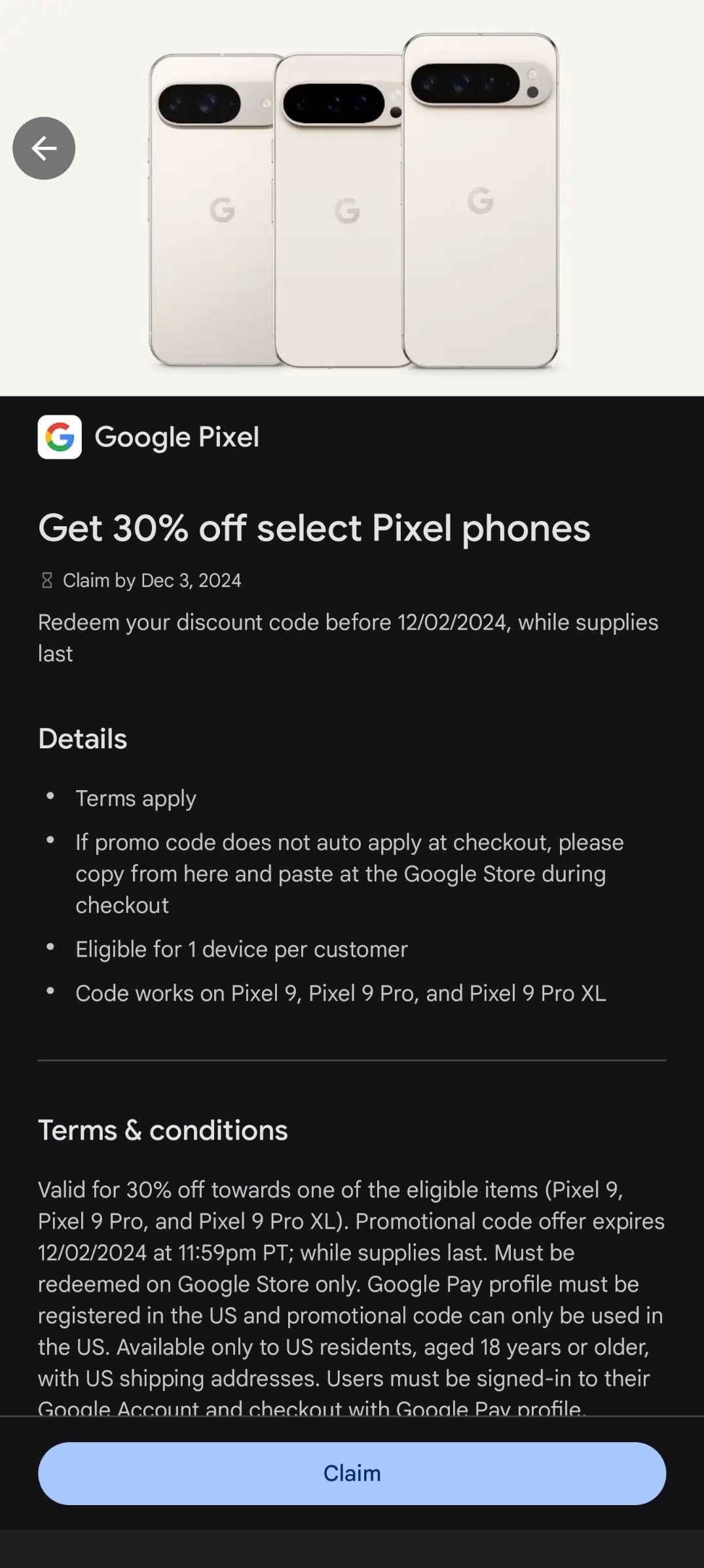 Google Pixel 9 30% discount through Play Points