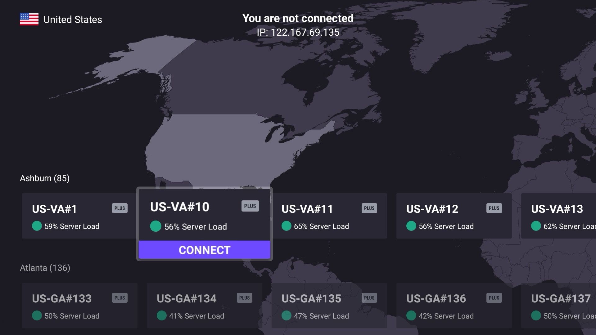 US servers in ProtonVPN