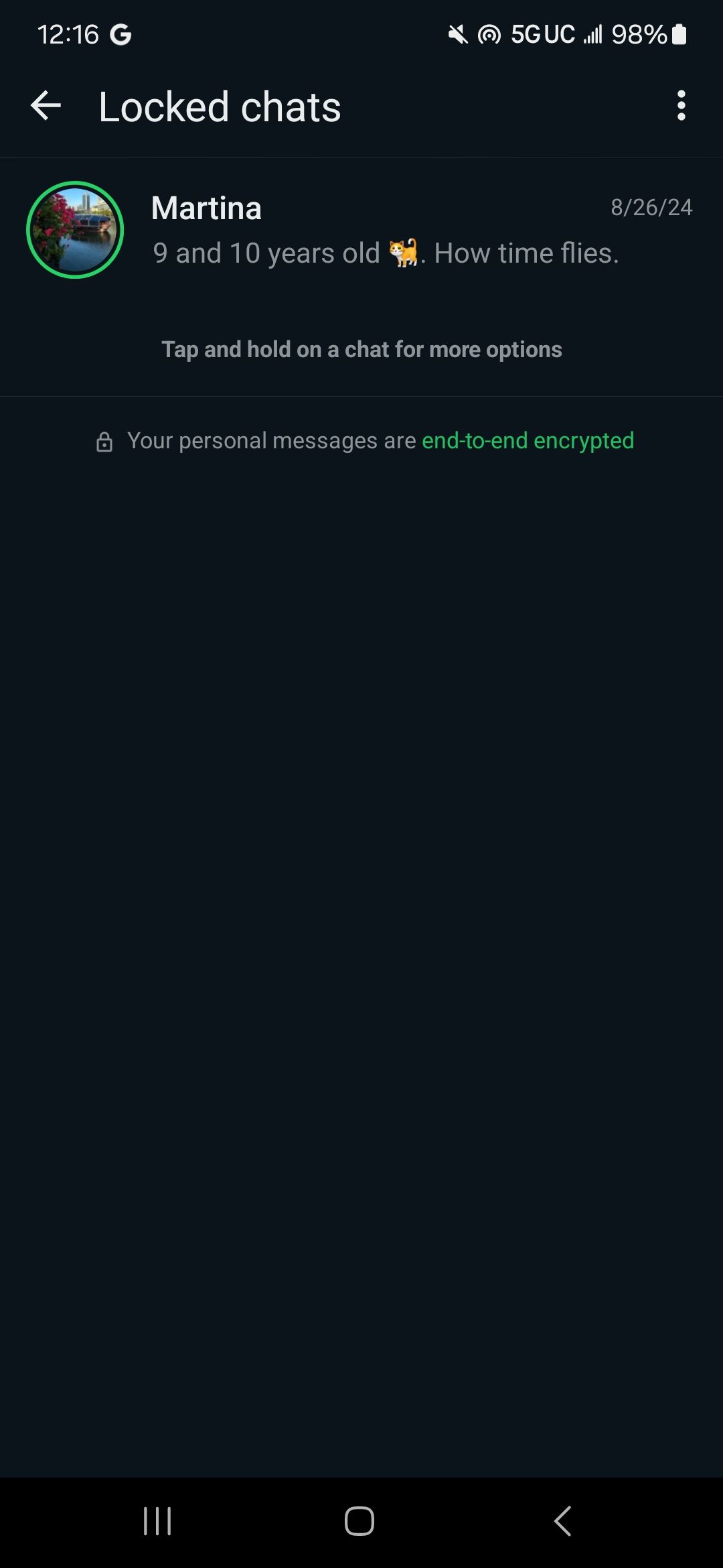 Open your Locked chats folder on WhatsApp