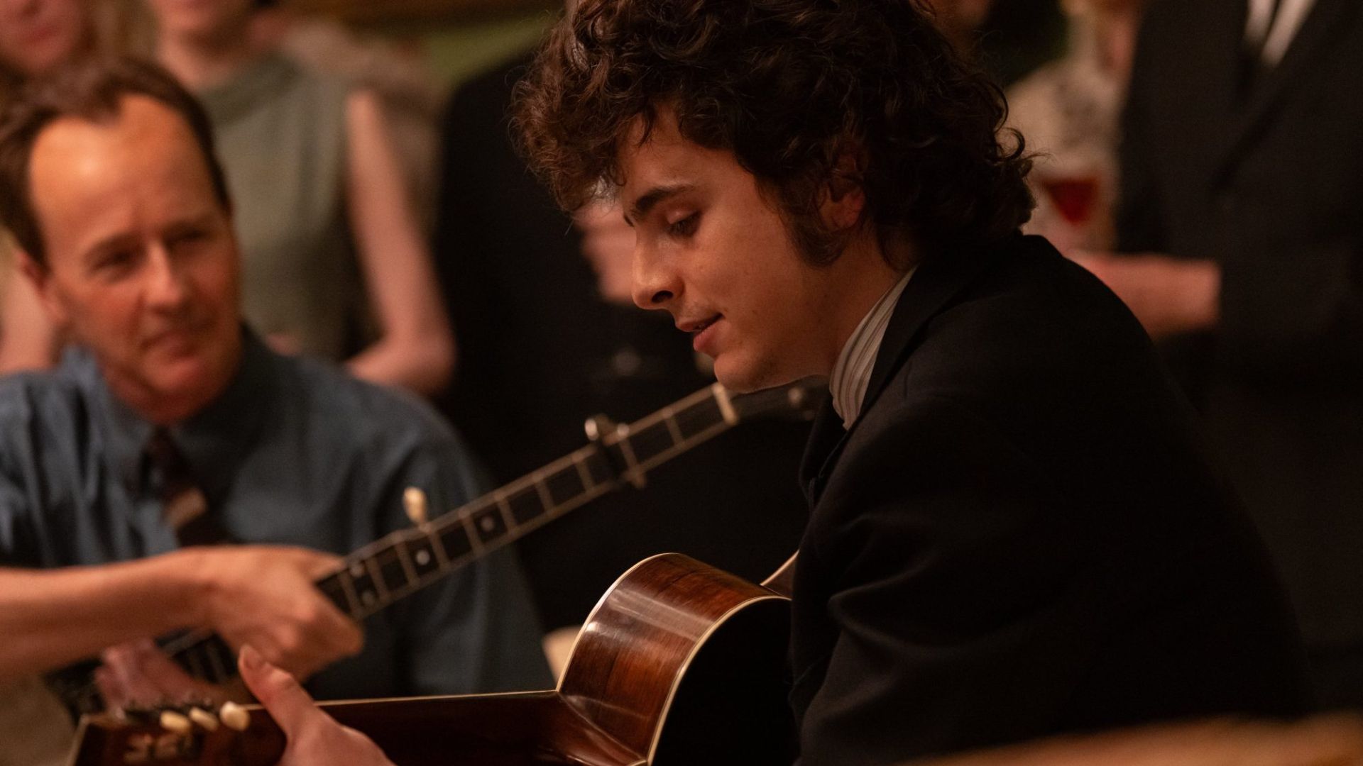 Timothee Chalamet as Bob Dylan in A Complete Unknown