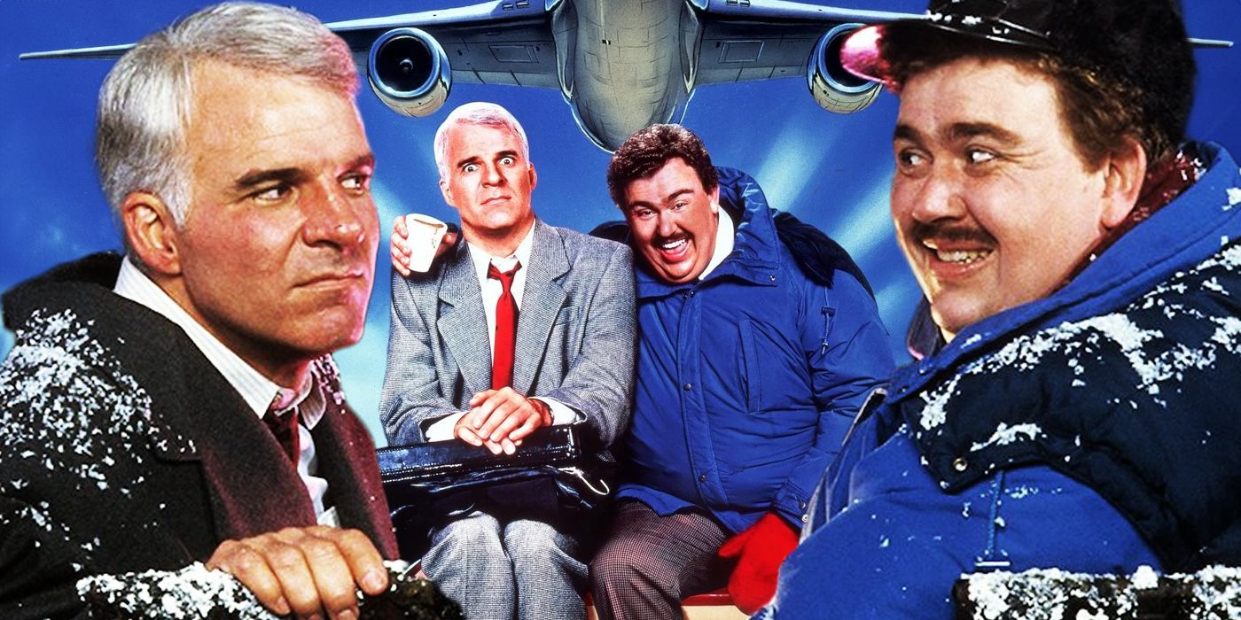 Steve Martin as Neal Page and John Candy as Del Griffith in Planes, Trains & Automobiles