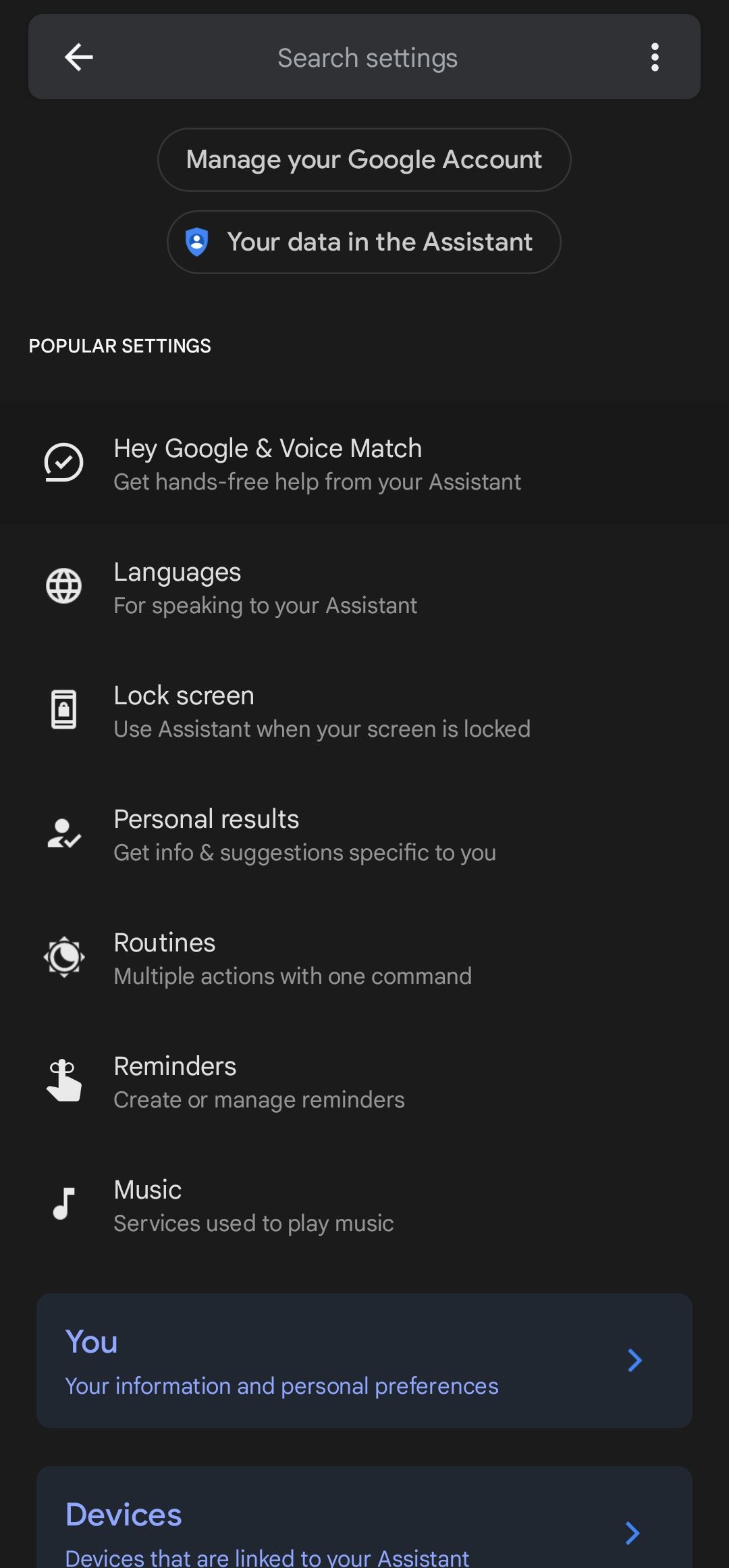 Select the Hey Google & Voice Match section to disable the voice detection feature