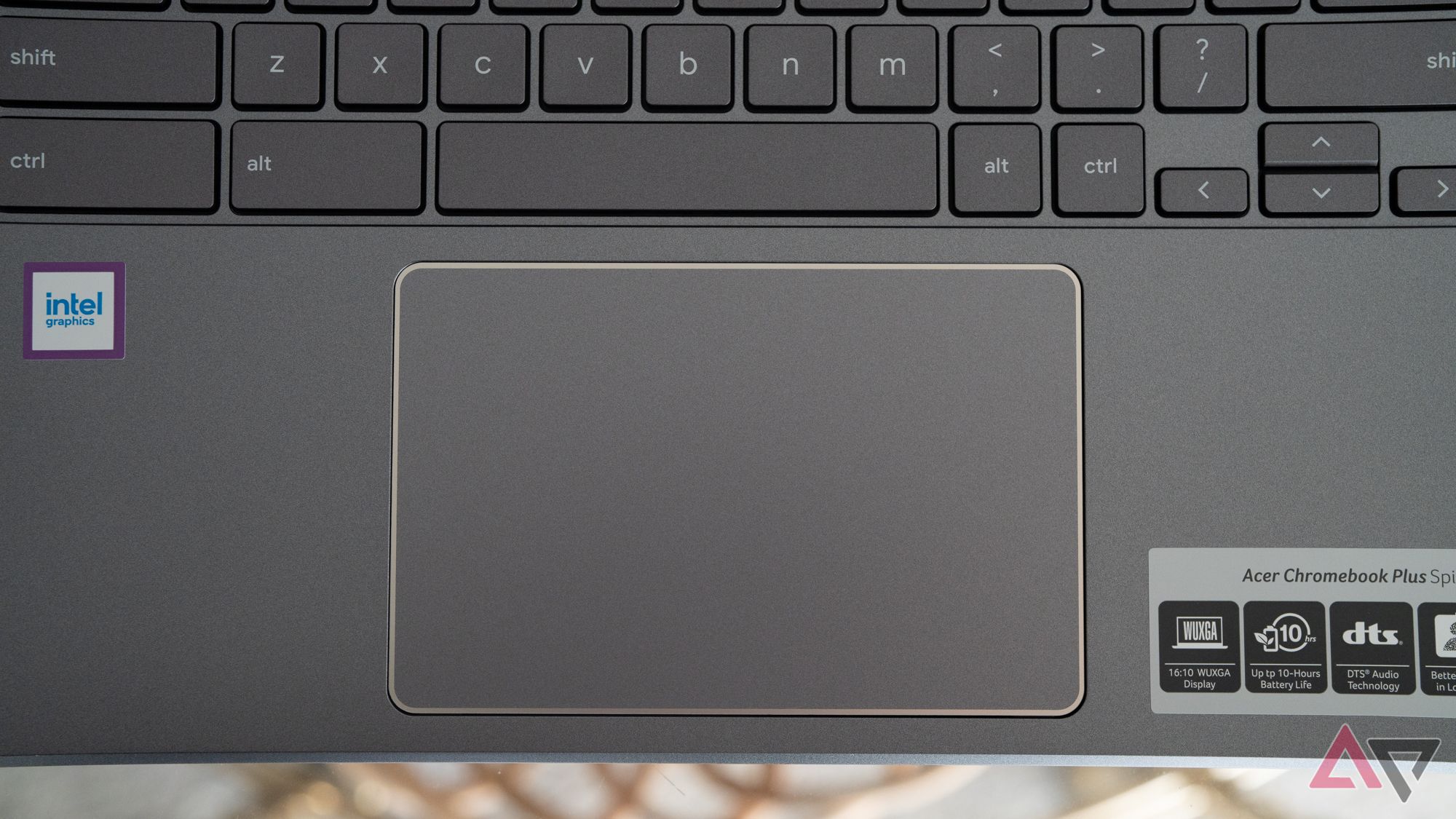 A close up of the Acer Chromebook Plus Spin 514 trackpad