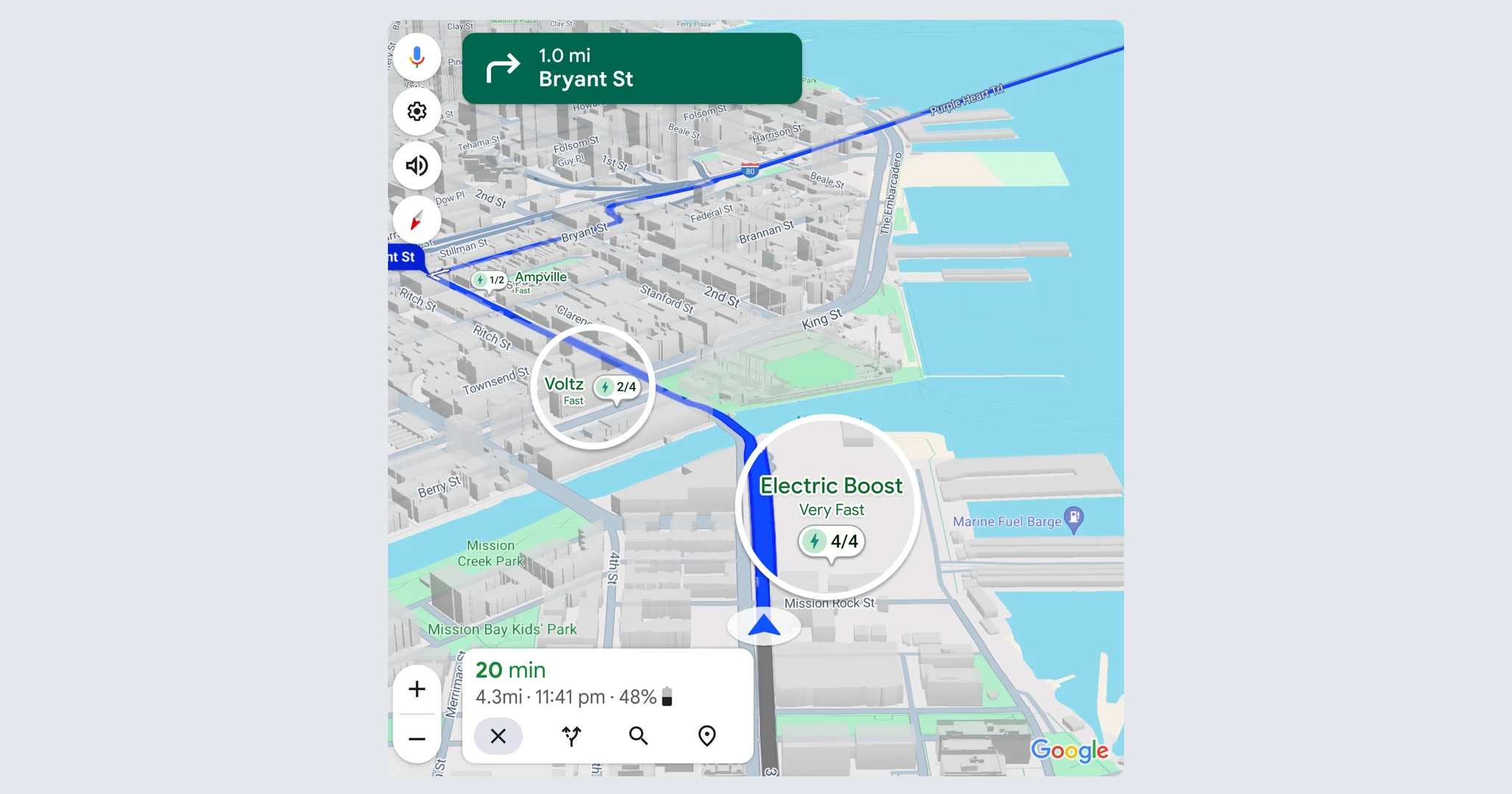 Google Maps shows stats for nearby EV charging stations