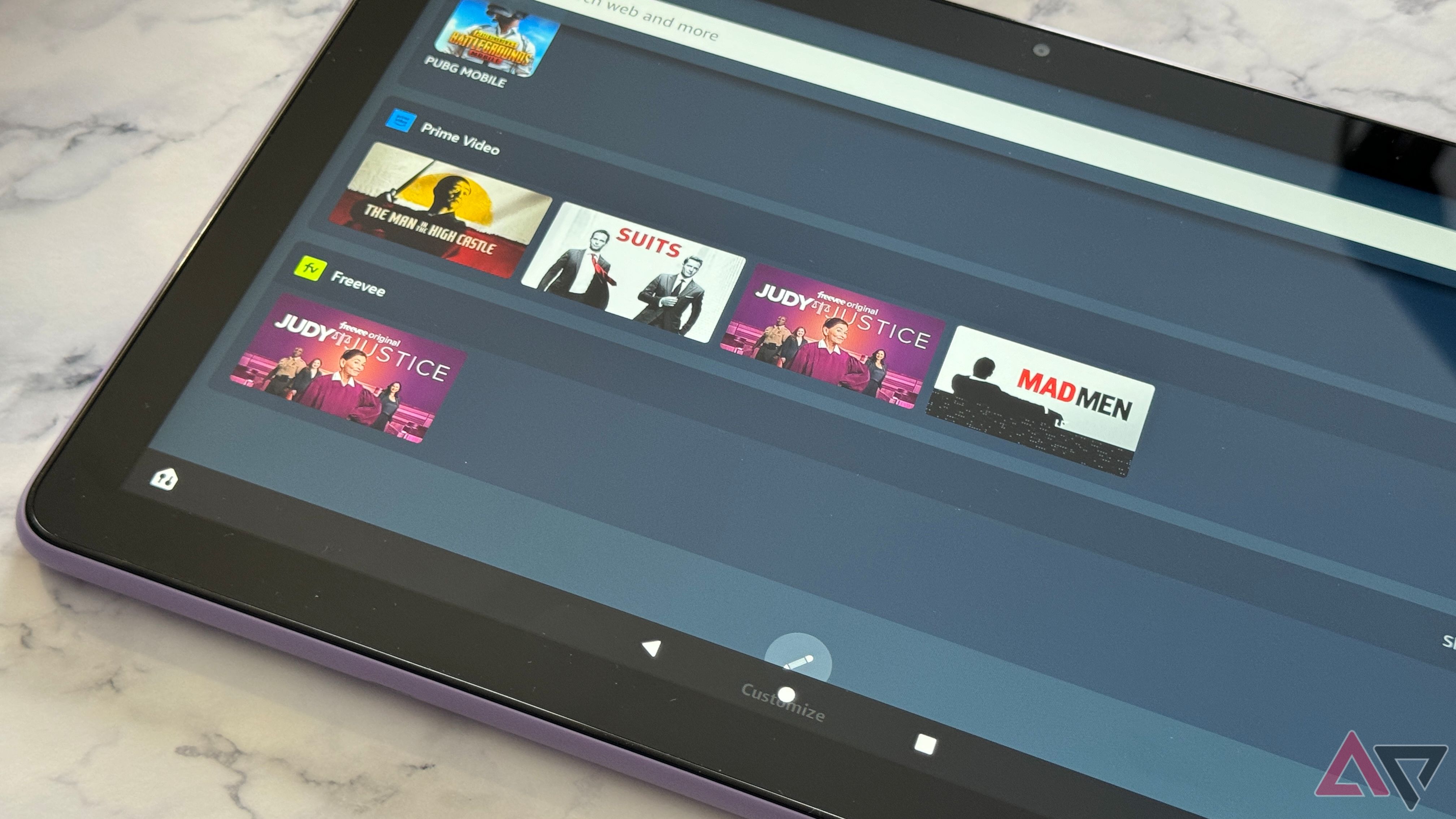 Apps and shows display on the Amazon Fire HD 10