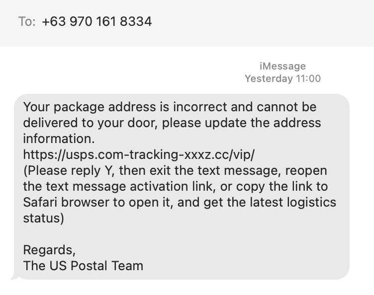 An example of a package scam