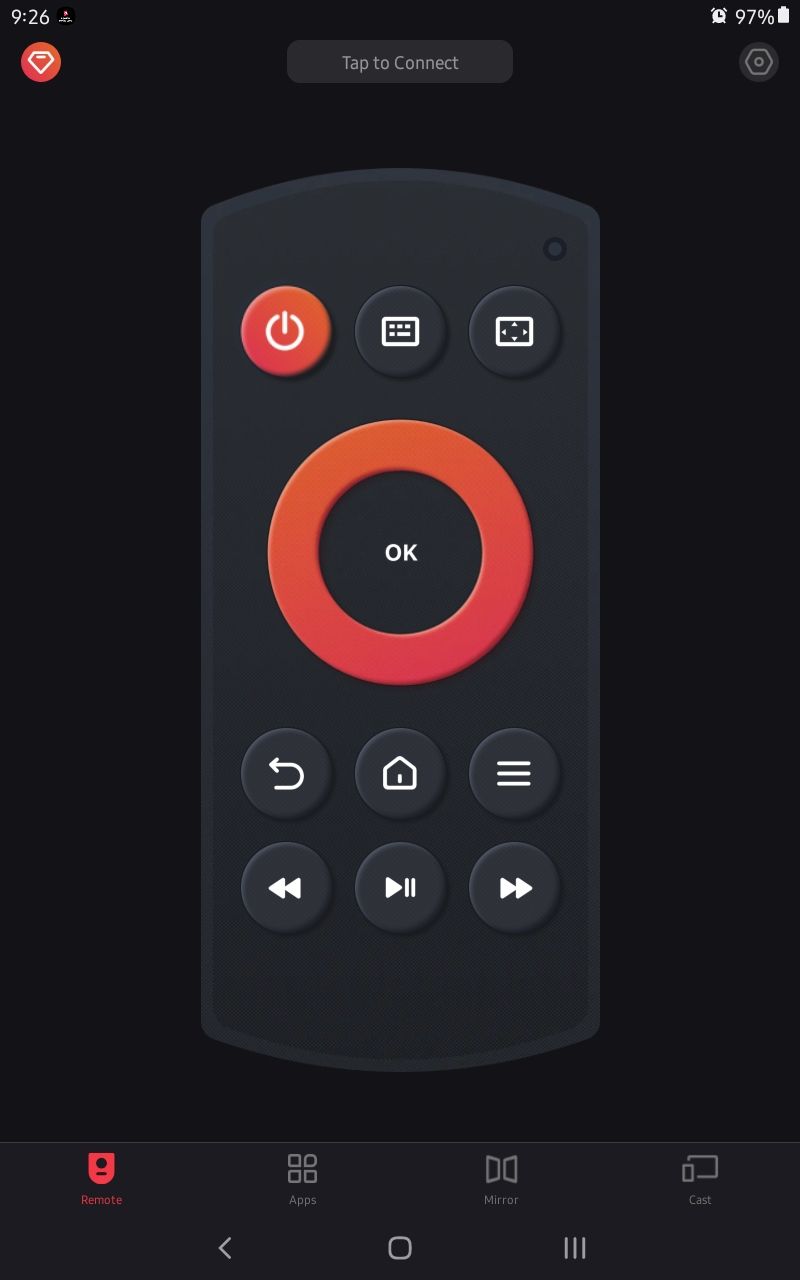 remote interface of the amazon fire tv remote app