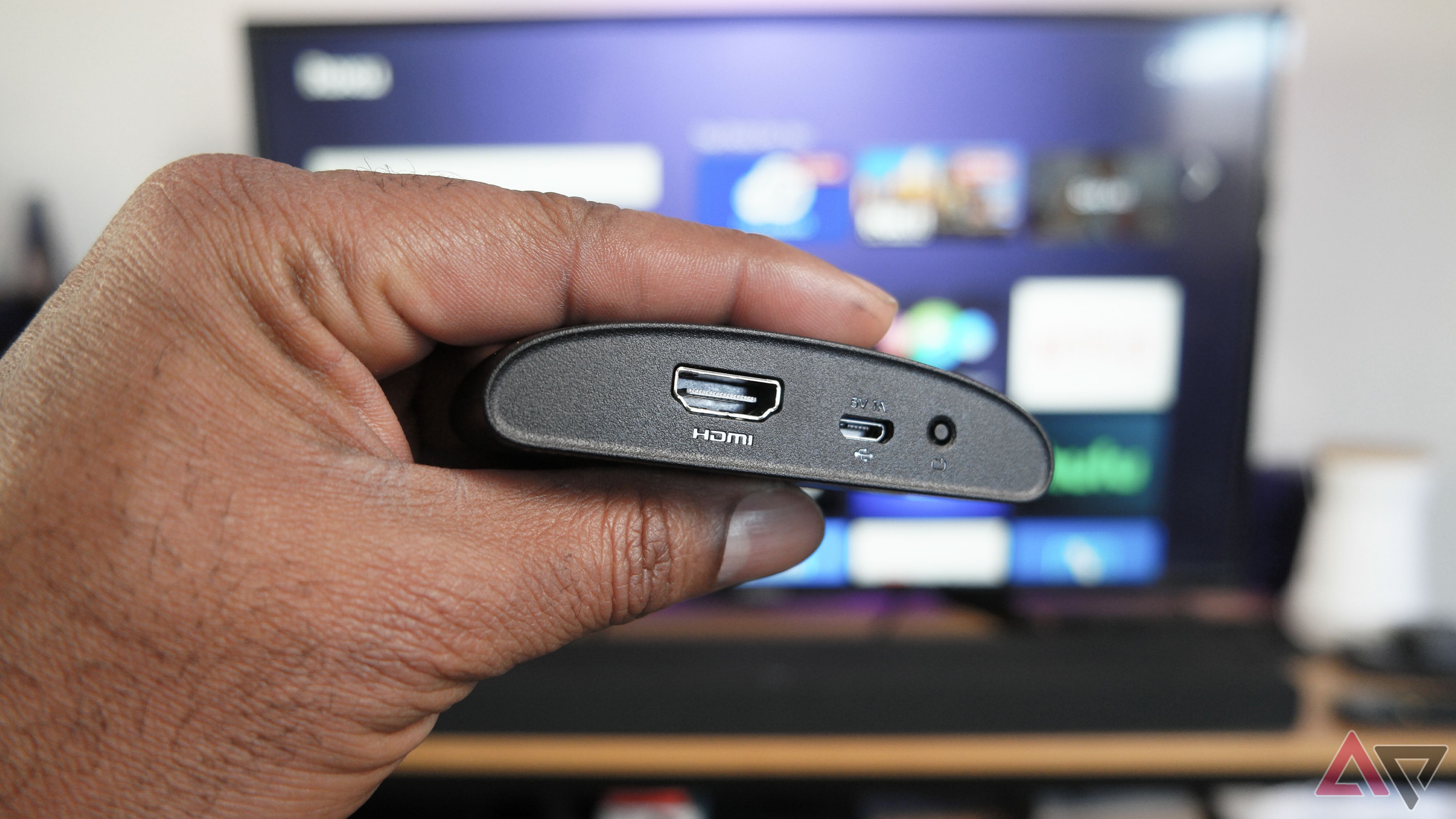 The Roku Express 4K+ dongle rear view, showing the lack of USB A and ethernet ports