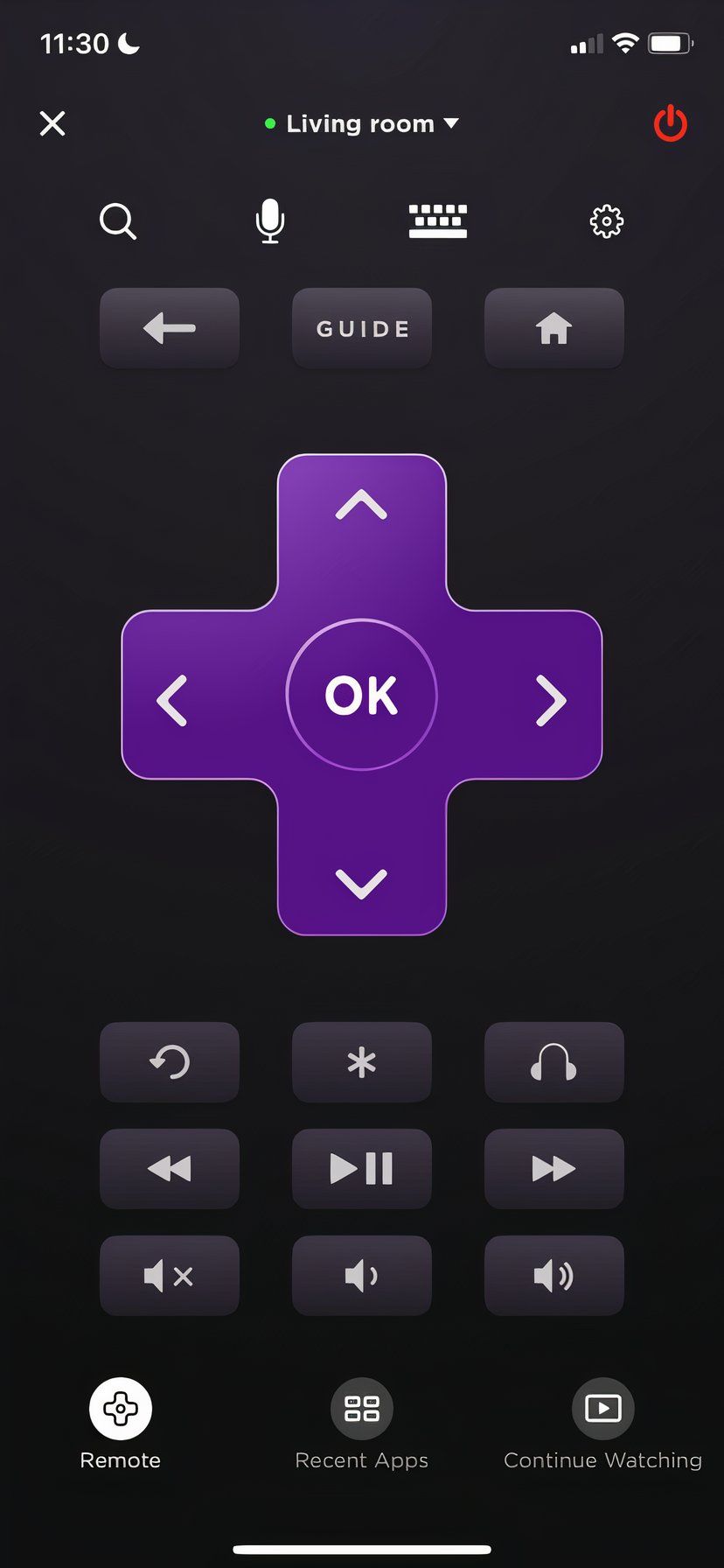 Roku mobile app remote screen