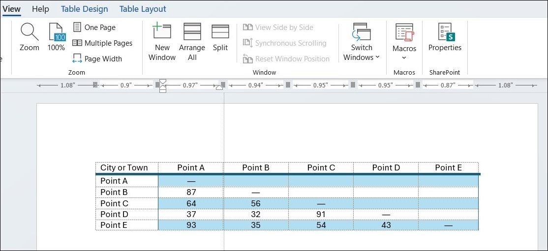 Use Ruler While Modifying Table in Word