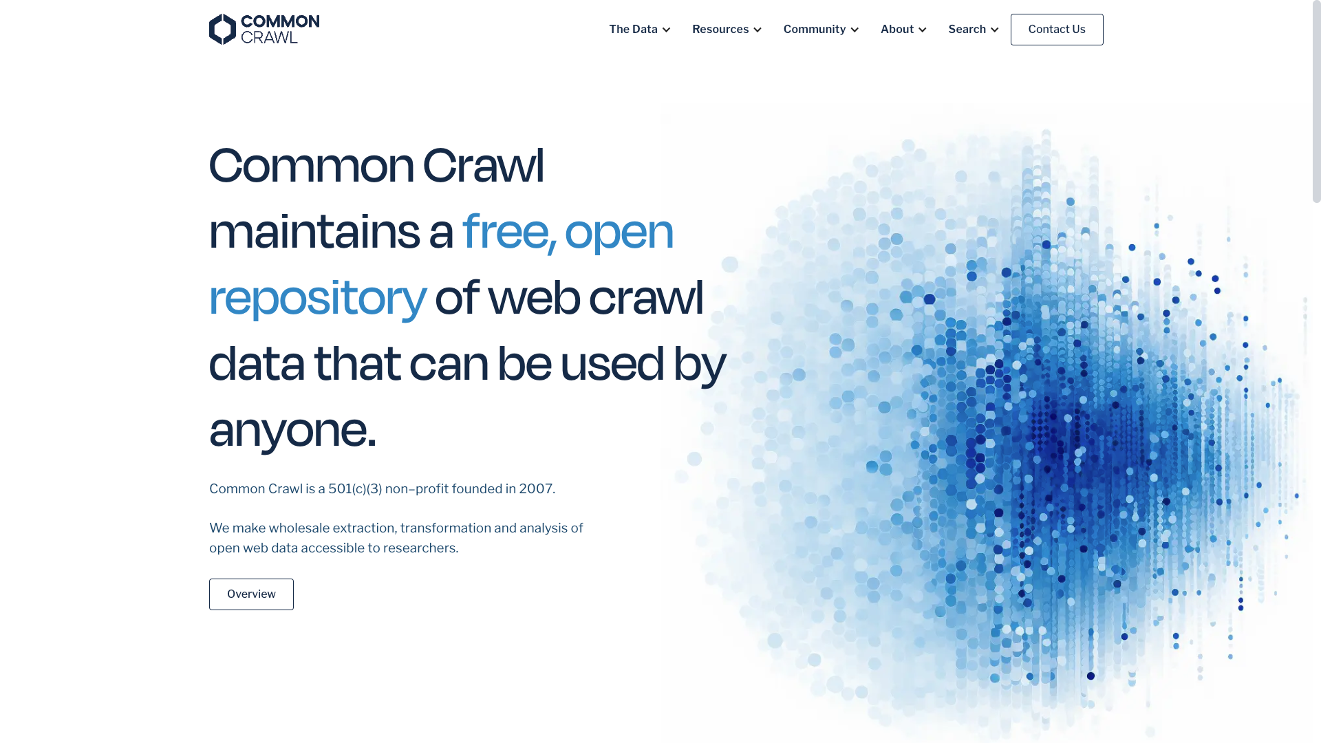 Common Crawl website homepage