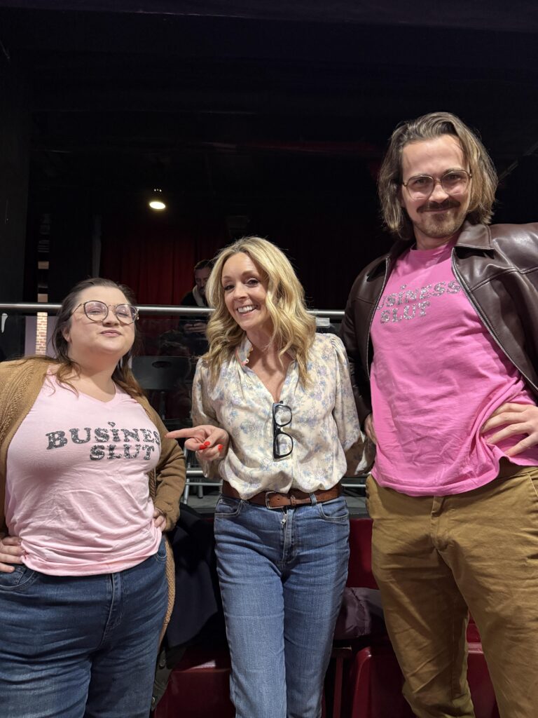 ran into jane krakowski while wearing business slut t shirts.jpeg