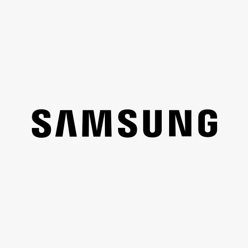 An image of the Samsung logo in black against a white background