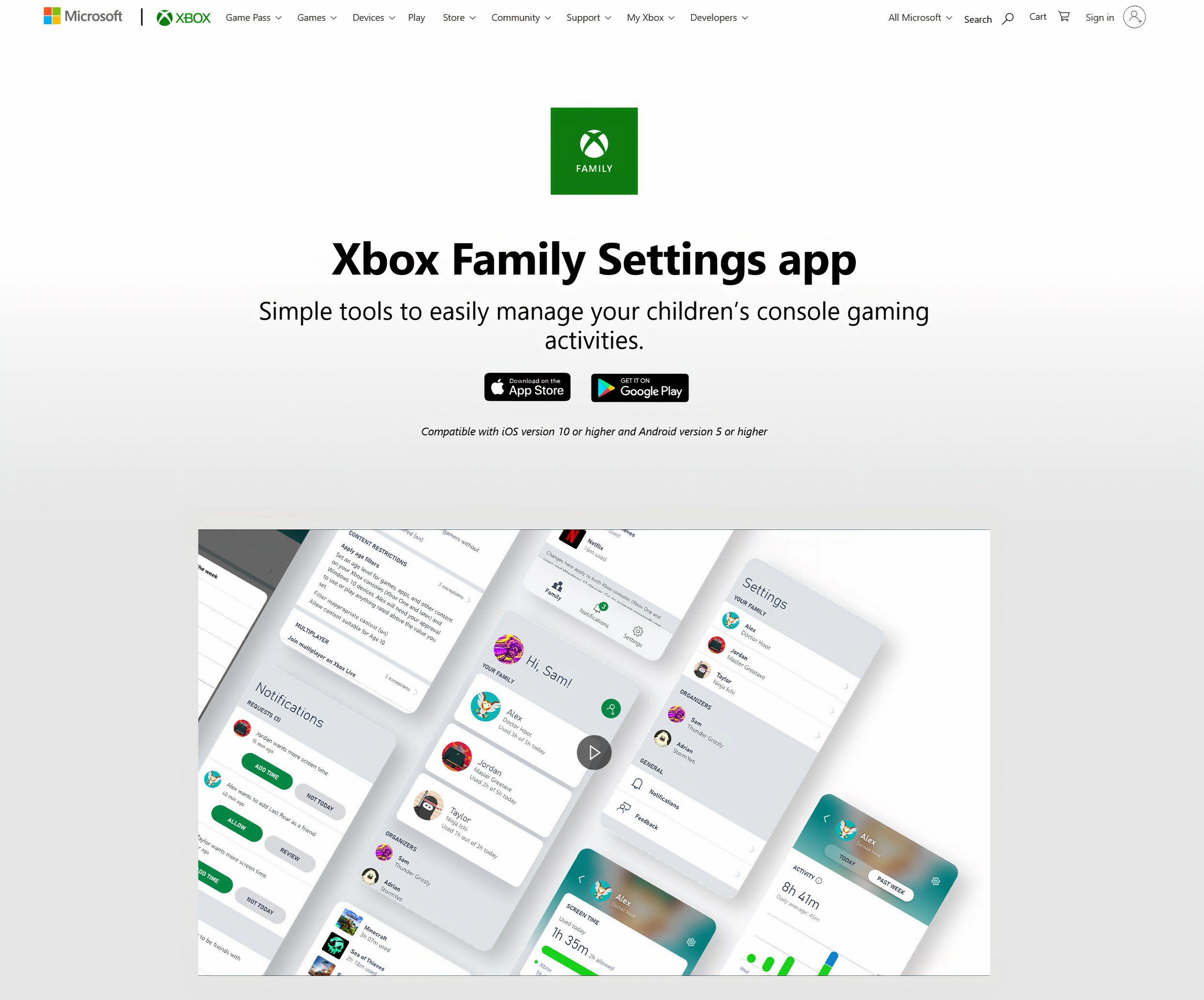 Xbox Family Settings App Setup Page