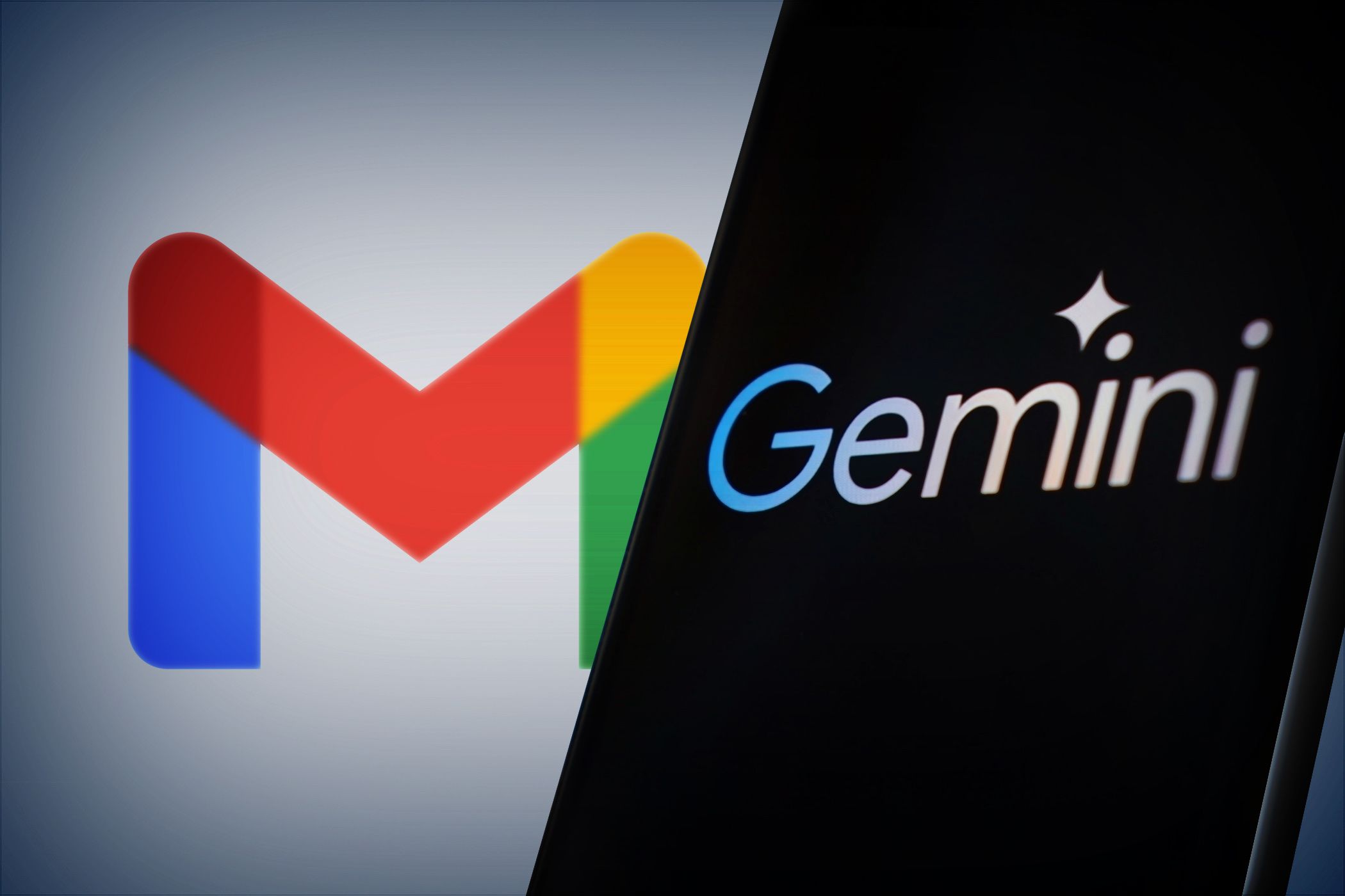 Gmail and Gemini logos side by side, symbolizing integration or comparison of email services and AI technology