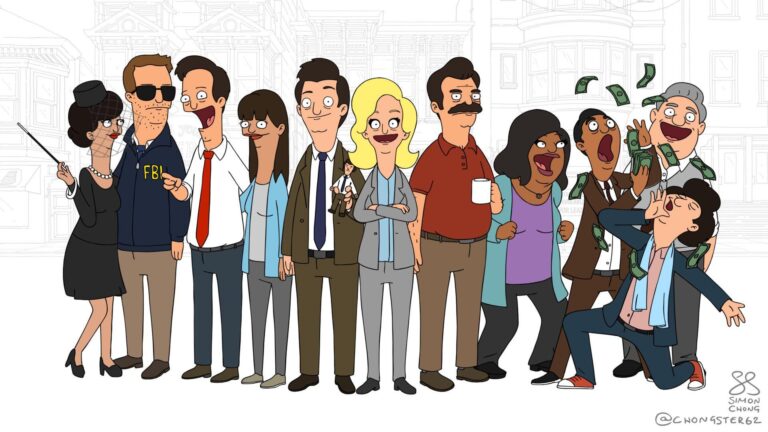 parks and rec x bobs burgers by simon chong.jpeg