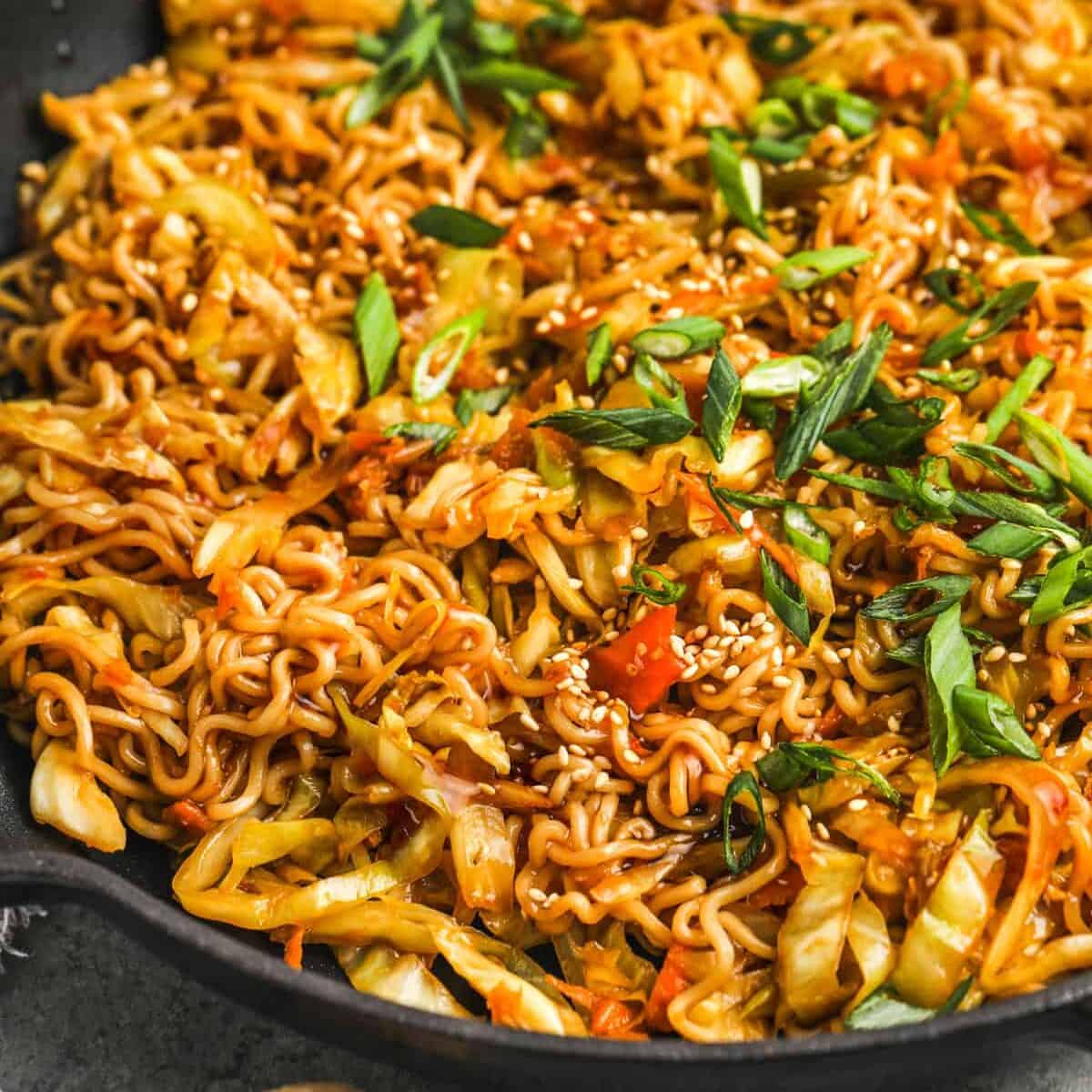 pan full of cooked Cabbage Stir Fry