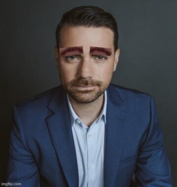 i replaced ben shapiros eyebrows with george michaels mustache.jpeg