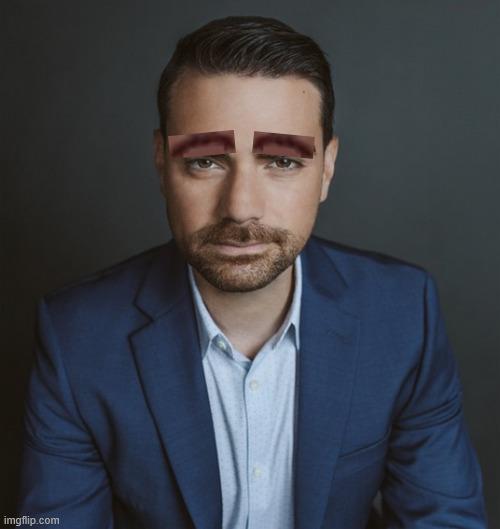 i replaced ben shapiros eyebrows with george michaels mustache.jpeg