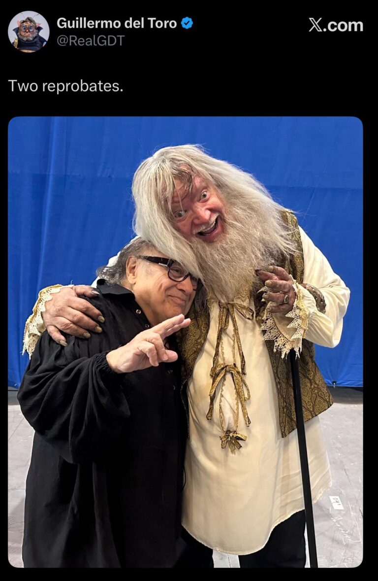 new pic of danny devito guillermo del toro on set of s18.jpeg