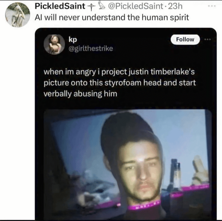 when im angry i project justin timberlakes picture onto this styrofoam head and start verbally abusing him.png