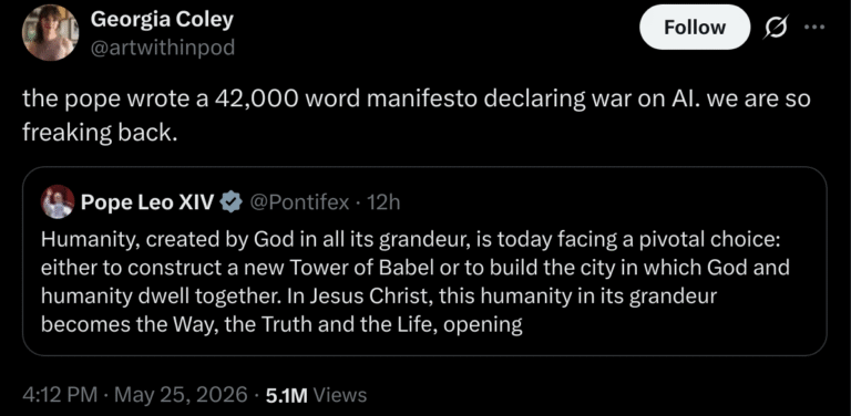 the pope wrote a 42000 word manifesto declaring war on ai.png